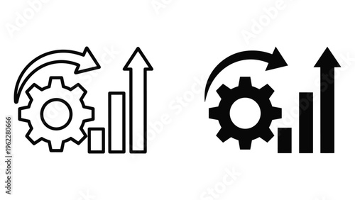 Black and white of brain and upward arrows head thinking