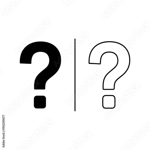 Question mark icon: bold black and outline styles for inquiry and uncertainty