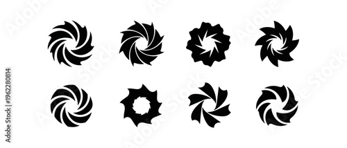 Abstract geometric white shapes on black background