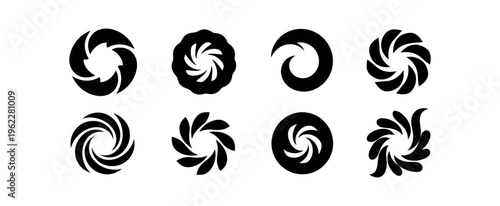 Abstract swirl symbols on black background graphic