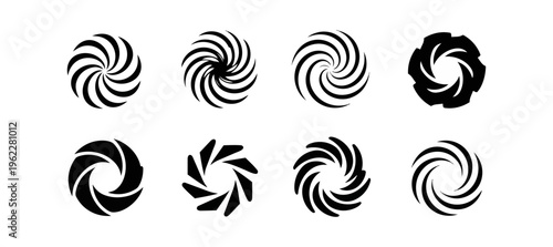 Abstract swirls and bursting elements on black background