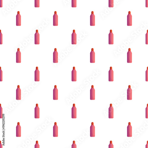 Pink cosmetic bottles forming an abstract pattern on a white background