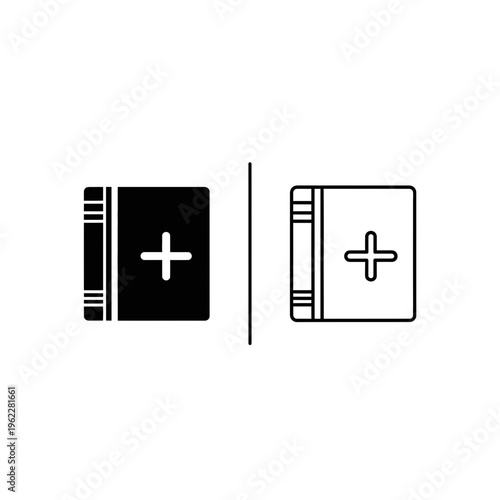 Add book to library icon outline and solid glyph for digital collection management