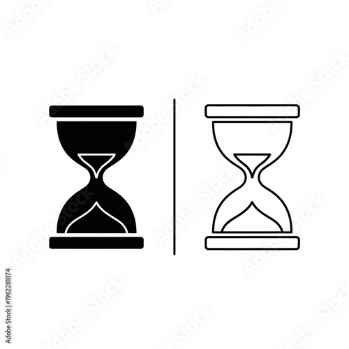 Hourglass icon silhouette and outline, symbol of time passing and measurement, sand timer