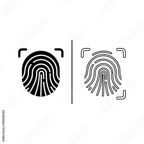 Fingerprint biometric identity icon set for security and authentication with flat design