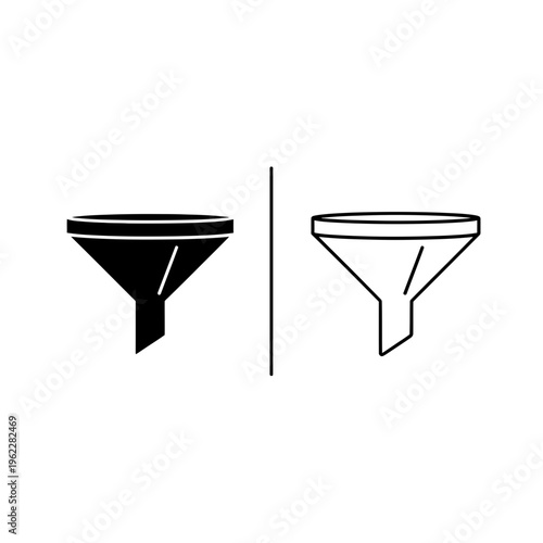 Black and outline funnel icons set