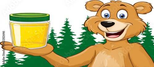 Bear Holding Honey Jar.