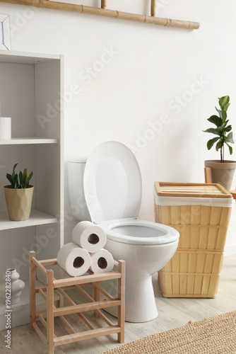 Interior of light restroom ...