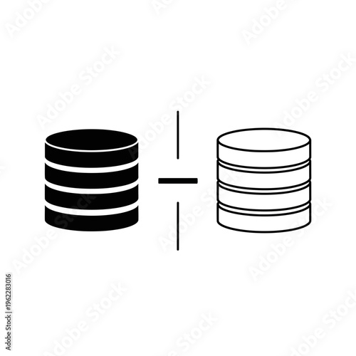 Database delete icon. data removal and record subtraction symbol for digital systems with minus sign