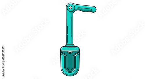 A teal-colored vector graphic illustration of a mechanical device with a handle and a cylindrical base.