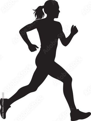 Dynamic silhouette of a female athlete engaged in a vigorous run, symbolizing speed, fitness, and an active lifestyle