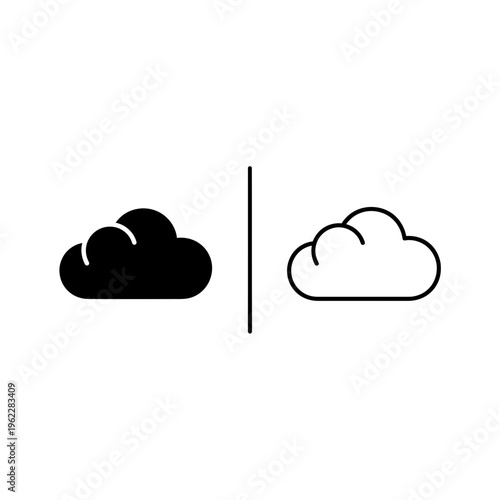 Overlapping cloud icons for weather forecasting and multiple cloud network storage systems design