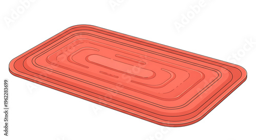 A vibrant red silicone mat with a unique textured design for kitchen or bathroom use
