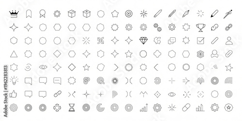 The collection of various icons and symbols are displayed on a white background.