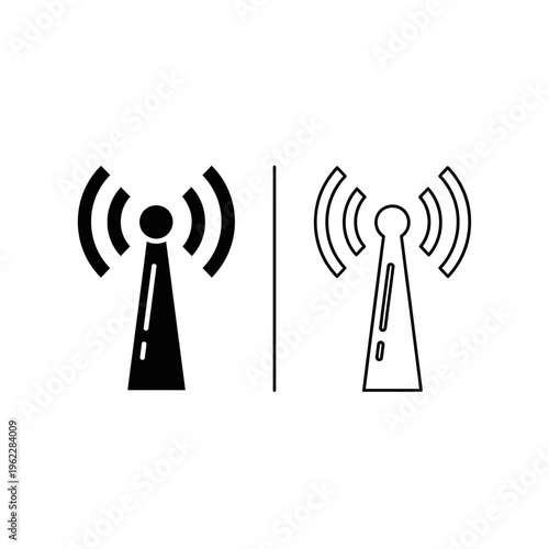 Radio communication antenna tower icon set