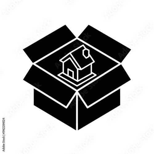 House Moving and Secure Packaging Silhouette Icon
