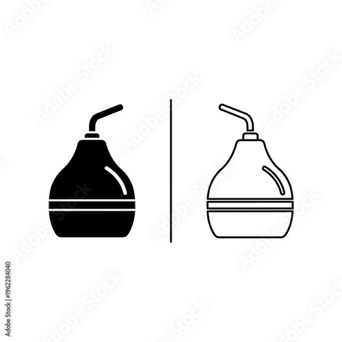 Humidifier icon set in solid and linear style for home appliance and health concepts