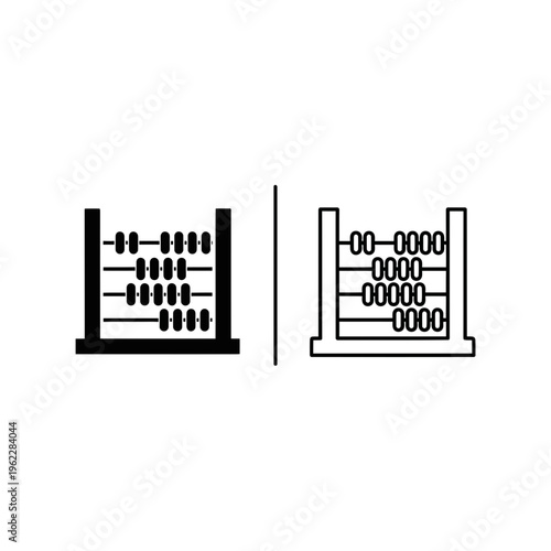 Abacus icon set in solid and linear style for math and education calculation concepts