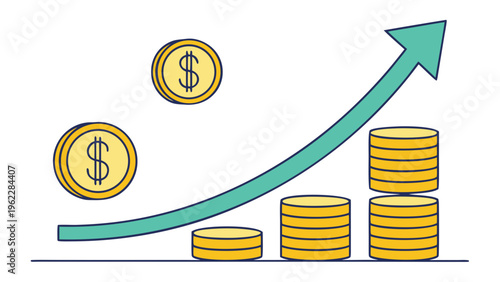 Investment Growth Vector – Coins Rising Graphic