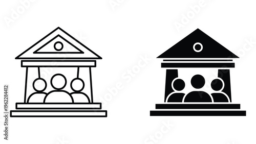 Black and white of house with windows and door roof