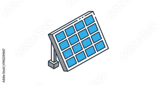 Illustrated solar panel illustration: renewable energy source, clean power generator design