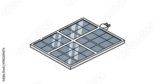 Illustration of a solar panel with a plug isolated against a white background