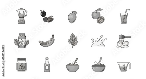 Healthy food preparation and ingredients illustrations for a nutritional diet and lifestyle