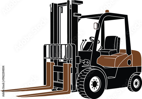 Forklift truck illustration with brown and black colors