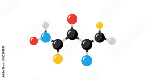 Molecular structure illustration in graphic style, showing bonds and atoms in vibrant colors