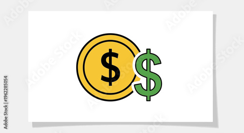 Stylized Dollar Sign and Coin Illustration Representing Finances and Monetary Value