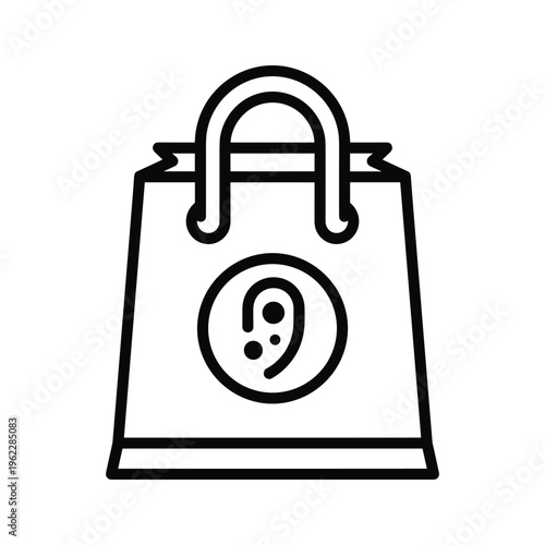 Shopping bag icon with a question mark symbol inside a circle