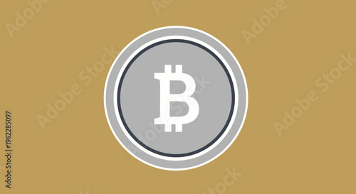 Illustration of a Bitcoin coin in a minimalist and modern design style for digital currency