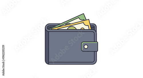 Wallet illustration showing money inside in a minimalist style for financial concepts