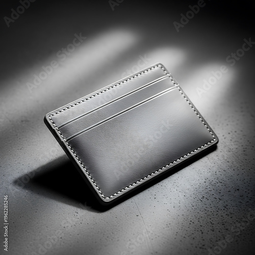 Minimalist Gray Leather Card Holder for Business and Everyday Use