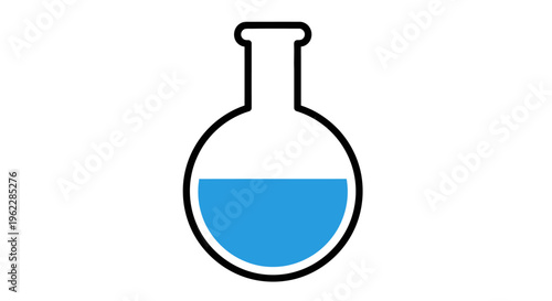 Laboratory flask containing blue liquid illustration isolated on a white background