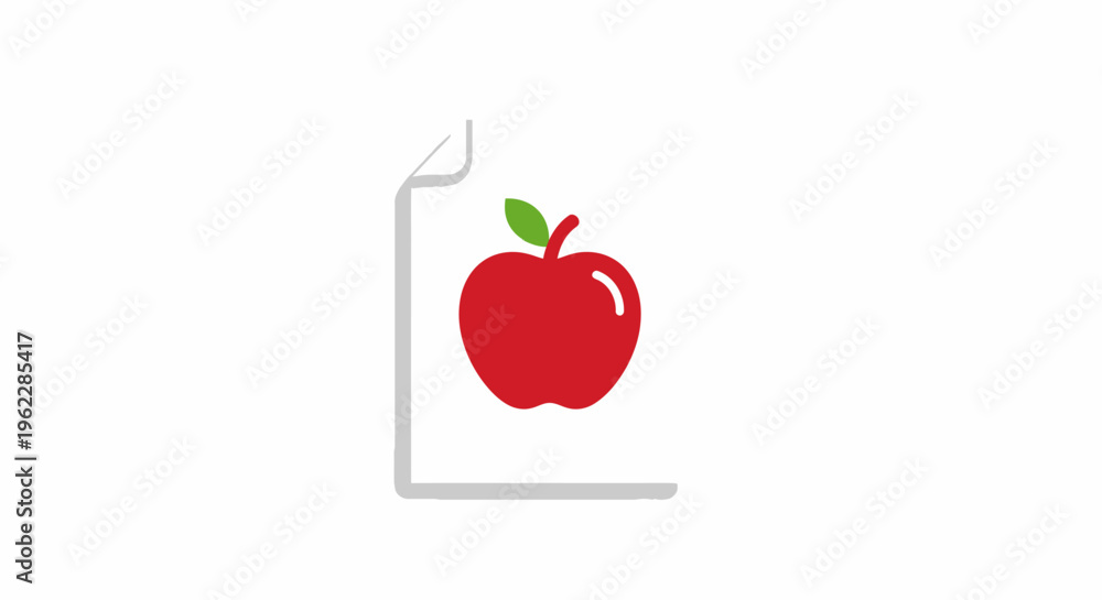 Fototapeta premium Simple graphic featuring a stylized apple icon within a document symbol design