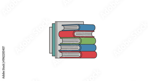 Stacked colorful books and paper illustration representing education and knowledge