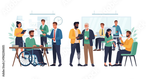 Diverse & Inclusive Business Team Collaborating in a Modern Office Environment