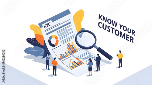 Know your customer concept with business people analyzing data