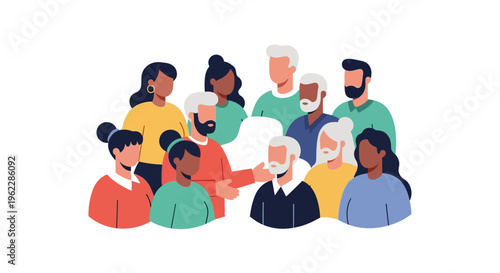 Diverse Group of People Connecting: Community, Teamwork & Inclusion Illustration for Collaboration and Unity