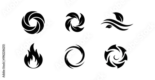 Abstract shapes with contrasting light on dark background