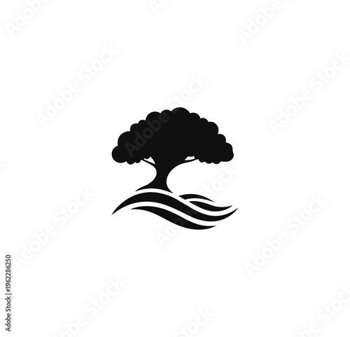 Abstract tree silhouette against black background