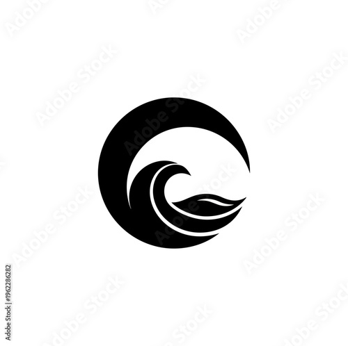 Abstract white curve against black background minimalist design