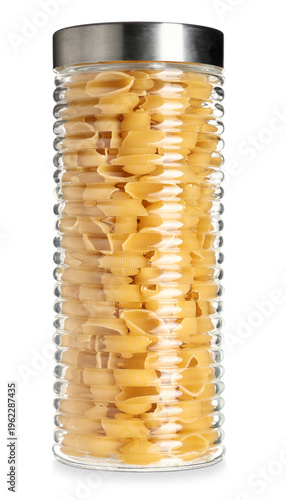 Jar with raw conchiglie pas...
