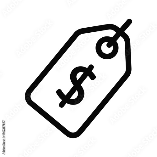 Price tag icon with dollar sign and circular hole for attachment