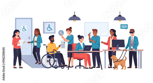 Promoting Diversity, Inclusion, and Accessibility: Happy People with Disabilities Thrive in a Modern, Equitable Workplace and Community Environment