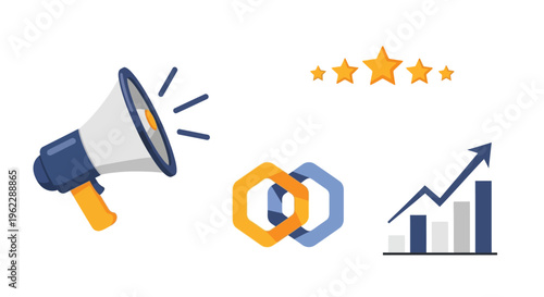 Conceptual image of growth, feedback, connectivity, and communication in business and marketing