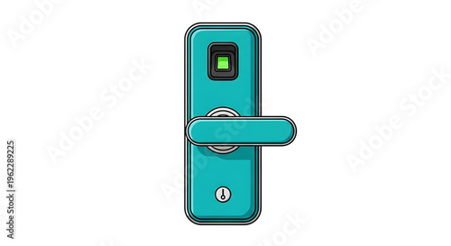 A modern electronic door lock with a biometric fingerprint reader and secure handle