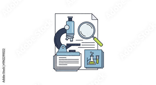 Illustration depicting scientific research instruments, analytical exploration, medical exploration