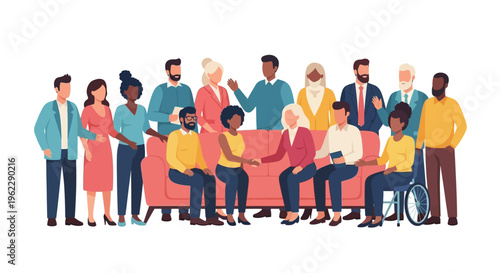 Diverse Business Team Collaboration: Inclusive Group Meeting, Handshake, and Partnership Concept